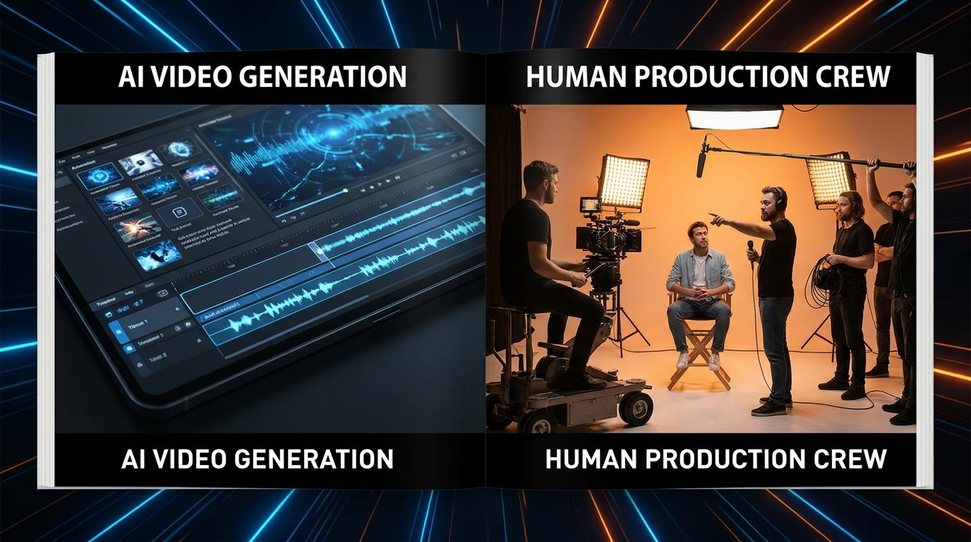 AI video tools vs human video team — a visual comparison for coaches in 2026